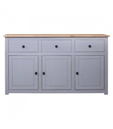 vidaXL Sideboard Grey 135x40x80 cm Solid Pinewood Panama Range