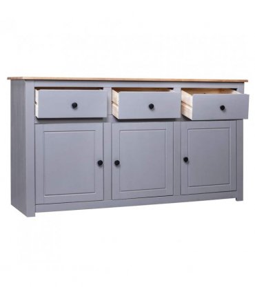 vidaXL Sideboard Grey 135x40x80 cm Solid Pinewood Panama Range