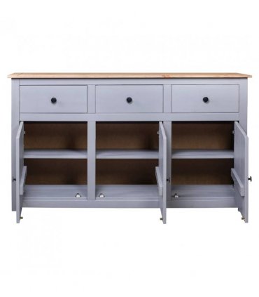 vidaXL Sideboard Grey 135x40x80 cm Solid Pinewood Panama Range