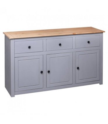 vidaXL Sideboard Grey 135x40x80 cm Solid Pinewood Panama Range