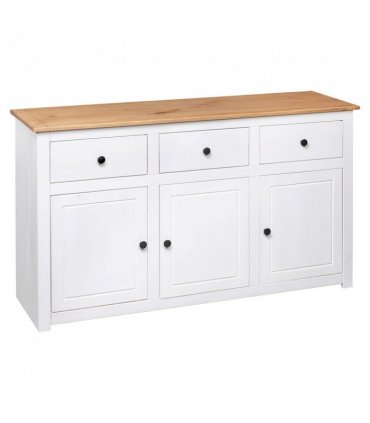 vidaXL Sideboard White 135x40x80 cm Solid Pinewood Panama Range
