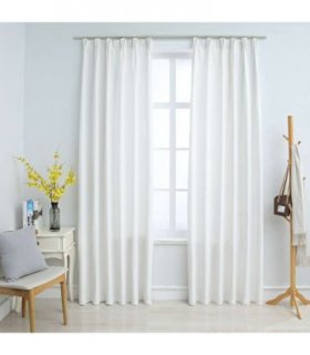 vidaXL Blackout Curtains with Hooks 2 pcs Off White 140x225 cm — Size: 140 x 225 cm