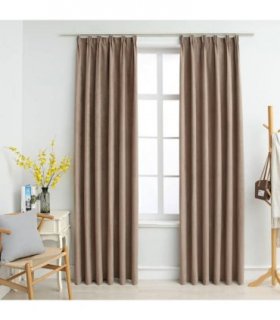 vidaXL Blackout Curtains with Hooks 2 pcs Taupe 140x225 cm — Size: 140 x 225 cm — V0671934121
