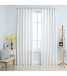 vidaXL Blackout Curtains with Hooks 2 pcs Off White 140x245 cm — Size: 140 x 245 cm