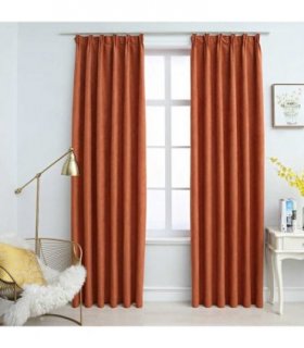 vidaXL Blackout Curtains with Hooks 2 pcs Rust 140x245 cm — Size: 140 x 245 cm