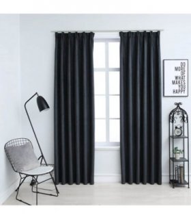 vidaXL Blackout Curtains with Hooks 2 pcs Anthracite 140x245 cm — Size: 140 x 245 cm — V0671934130