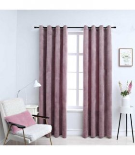 vidaXL Blackout Curtains with Rings 2pcs Velvet Antique Pink 140x245cm — Size: 140 x 245 cm