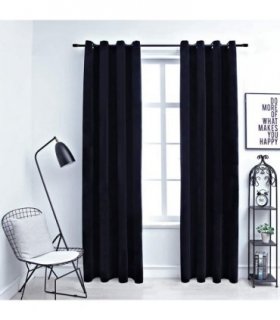 vidaXL Blackout Curtains with Rings 2 pcs Velvet Black 140x245 cm — Size: 140 x 245 cm
