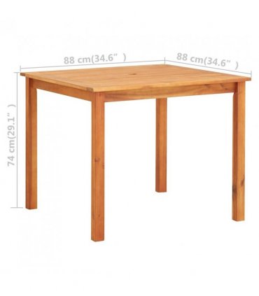 vidaXL Garden Table 88x88x74 cm Solid Acacia Wood — Size: 88 x 88 x 74 cm
