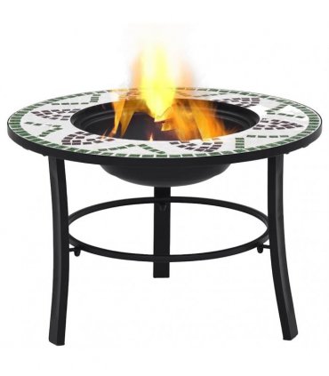 vidaXl Mosaic Fire Pit Green 68cm Ceramic