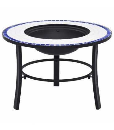 vidaXl Mosaic Fire Pit Blue and White 68cm Ceramic