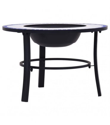 vidaXl Mosaic Fire Pit Blue and White 68cm Ceramic