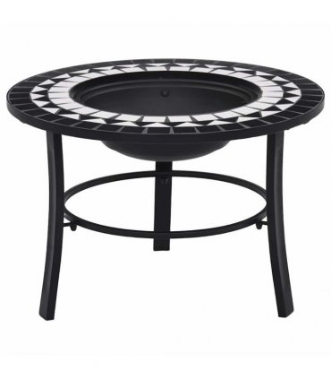 vidaXl Mosaic Fire Pit Black and White 68cm Ceramic