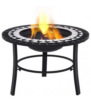 vidaXl Mosaic Fire Pit Black and White 68cm Ceramic