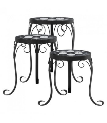 vidaXL Plant Stands 3 pcs Black and White Ceramic — Size: 26 x 35 cm