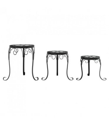 vidaXL Plant Stands 3 pcs Black and White Ceramic — Size: 26 x 35 cm