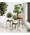 vidaXL Plant Stands 3 pcs Terracotta and White Ceramic — Colour: terracotta and black, Size: 26 x 35 cm