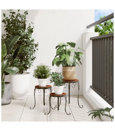 vidaXL Plant Stands 3 pcs Terracotta and White Ceramic — Colour: terracotta and black, Size: 26 x 35 cm