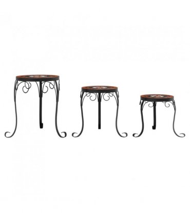vidaXL Plant Stands 3 pcs Terracotta and White Ceramic — Colour: terracotta and black, Size: 26 x 35 cm