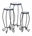 vidaXL Mosaic Tables 3 pcs Blue and White Ceramic — Size: 30 x 70 cm