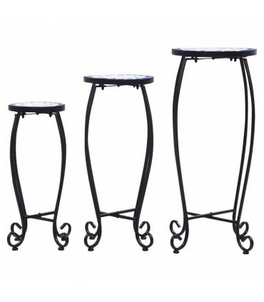 vidaXL Mosaic Tables 3 pcs Blue and White Ceramic — Size: 30 x 70 cm