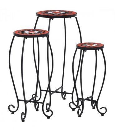 vidaXL Mosaic Tables 3 pcs Terracotta and White Ceramic — Size: 30 x 70 cm
