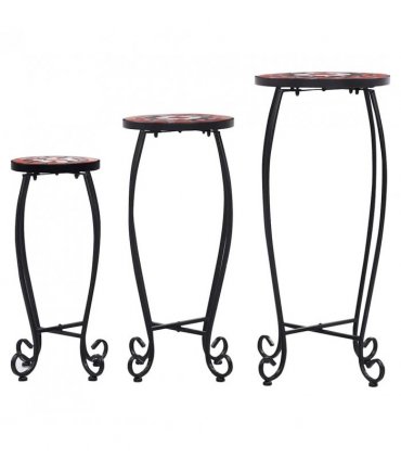 vidaXL Mosaic Tables 3 pcs Terracotta and White Ceramic — Size: 30 x 70 cm