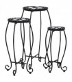 vidaXL Table | Set of 3 | Black and White | Iron and Ceramic | Small | Durable — Size: 30 x 70 cm