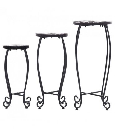 vidaXL Table | Set of 3 | Black and White | Iron and Ceramic | Small | Durable — Size: 30 x 70 cm