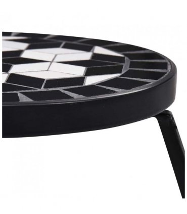 vidaXL Table | Set of 3 | Black and White | Iron and Ceramic | Small | Durable — Size: 30 x 70 cm