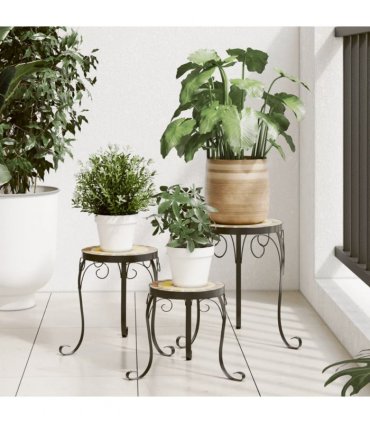 vidaXL Plant Stands 3 pcs Terracotta and White Ceramic — Size: 26 x 35 cm