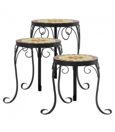 vidaXL Plant Stands 3 pcs Terracotta and White Ceramic — Size: 26 x 35 cm