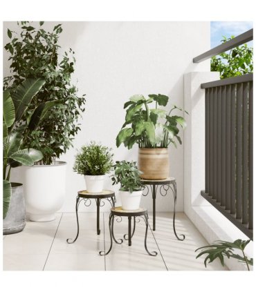 vidaXL Plant Stands 3 pcs Terracotta and White Ceramic — Size: 26 x 35 cm
