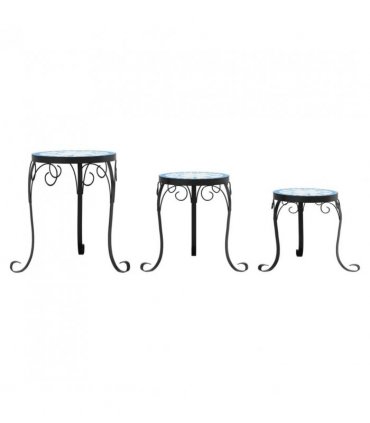 vidaXL Plant Stands 3 pcs Blue and White Ceramic — Size: 26 x 35 cm