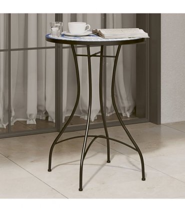vidaXL Mosaic Bistro Table Blue and White Ø50x70 cm Ceramic — Size: 50 x 70 cm