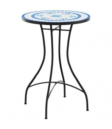 vidaXL Mosaic Bistro Table Blue and White Ø50x70 cm Ceramic — Size: 50 x 70 cm