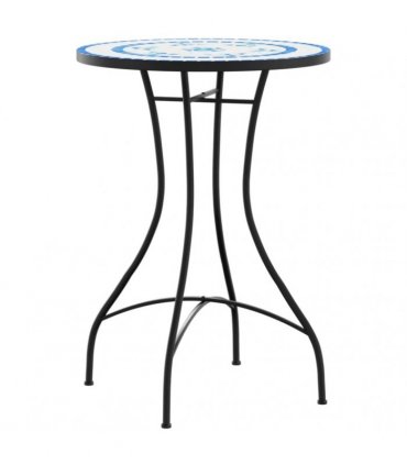 vidaXL Mosaic Bistro Table Blue and White Ø50x70 cm Ceramic — Size: 50 x 70 cm