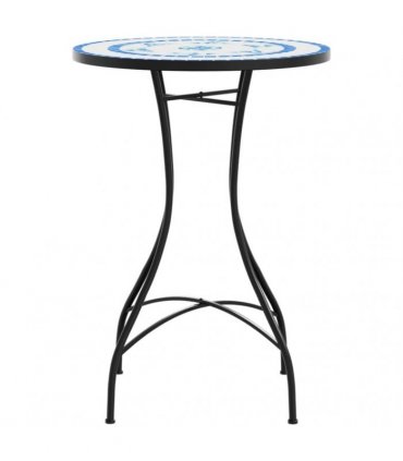 vidaXL Mosaic Bistro Table Blue and White Ø50x70 cm Ceramic — Size: 50 x 70 cm