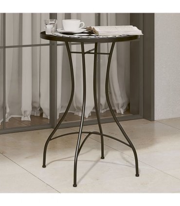 vidaXL Mosaic Bistro Table Black and White Ø50x70 cm Ceramic — Size: 50 x 70 cm
