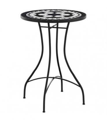 vidaXL Mosaic Bistro Table Black and White Ø50x70 cm Ceramic — Size: 50 x 70 cm