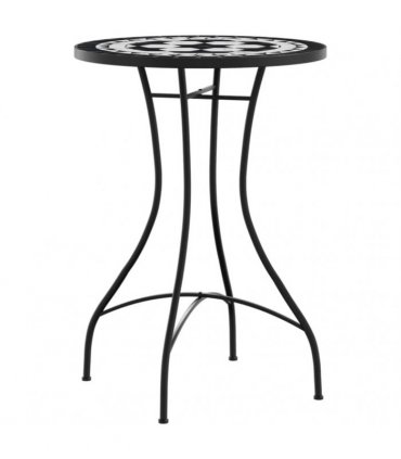 vidaXL Mosaic Bistro Table Black and White Ø50x70 cm Ceramic — Size: 50 x 70 cm
