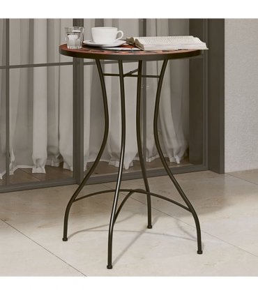 vidaXL Mosaic Bistro Table Terracotta and White Ø50x70 cm Ceramic — Colour: terracotta and black, Size: 50 x 70 cm