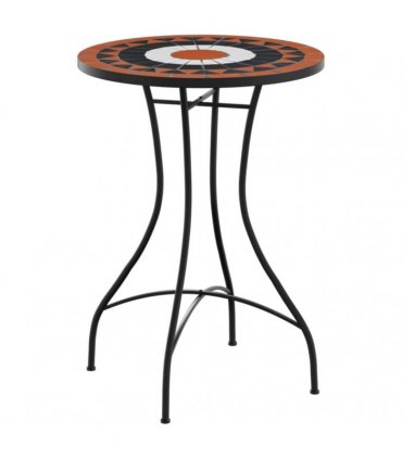 vidaXL Mosaic Bistro Table Terracotta and White Ø50x70 cm Ceramic — Colour: terracotta and black, Size: 50 x 70 cm
