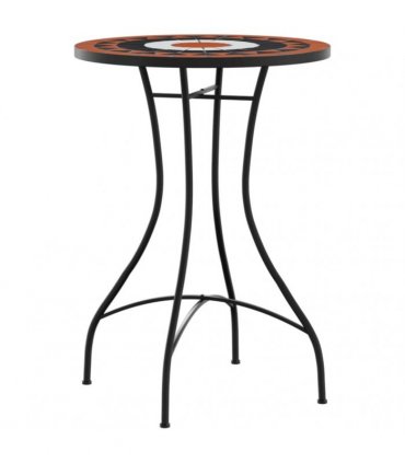 vidaXL Mosaic Bistro Table Terracotta and White Ø50x70 cm Ceramic — Colour: terracotta and black, Size: 50 x 70 cm