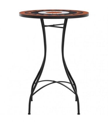vidaXL Mosaic Bistro Table Terracotta and White Ø50x70 cm Ceramic — Colour: terracotta and black, Size: 50 x 70 cm