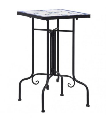 vidaXL Mosaic Side Table Blue and White Ceramic