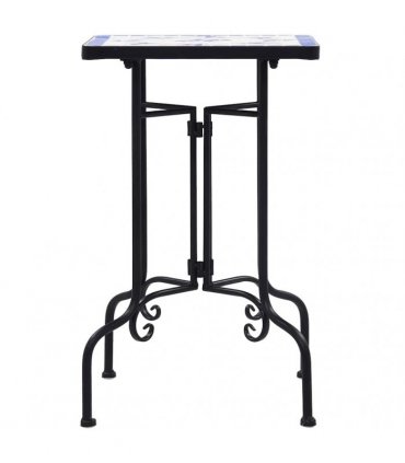 vidaXL Mosaic Side Table Blue and White Ceramic