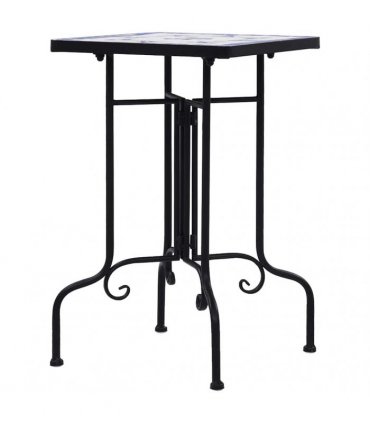 vidaXL Mosaic Side Table Blue and White Ceramic