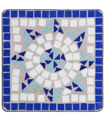 vidaXL Mosaic Side Table Blue and White Ceramic