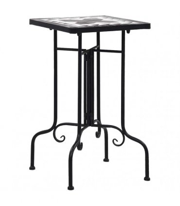 vidaXL Mosaic Side Table Black and White Ceramic